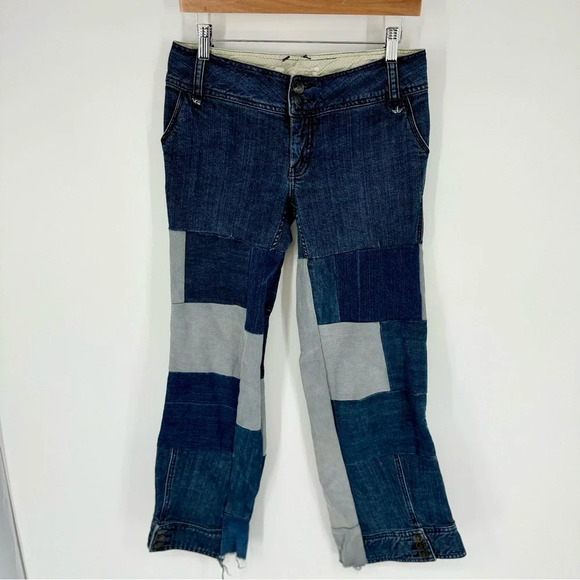 Vintage Patchwork Y2K Vintage Low Rise Flare Cropped Bratz Jeans - Picture 1 of 4